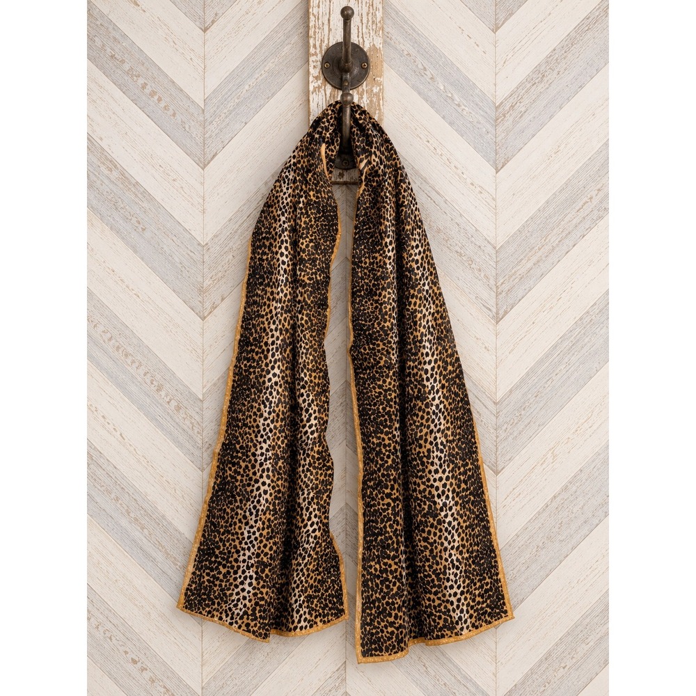 Unbranded Leopard Print Silk Blend Scarf Animal Pattern Brown Gold OS